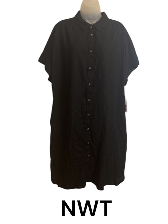 Well Worn Dresses & Skirts - NWT Spring/Summer Linen Blend Black Shirt Dress   PLUS: 2X     #CL